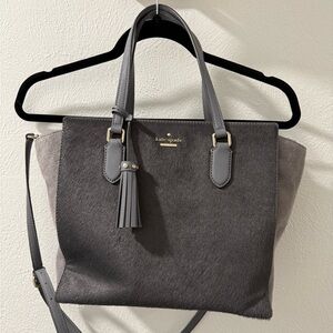 Kate Spade Charcoal and Light Gray Laurel Way Haircalf Hadlee Purse